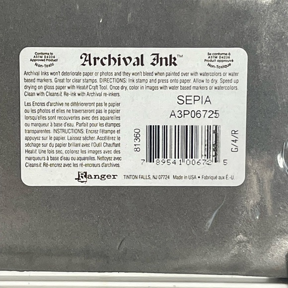 Ranger Archival Ink Pad Sepia A3P06725 Acid Free Waterproof Non-Toxic New - Picture 5 of 5
